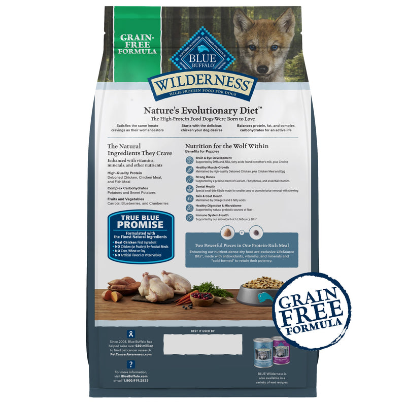 Blue Buffalo Wilderness Puppy High-Protein Dry Dog Food with Real Chicken, Grain-Free, Made in the USA with Natural Ingredients, Chicken, 24-lb Bag