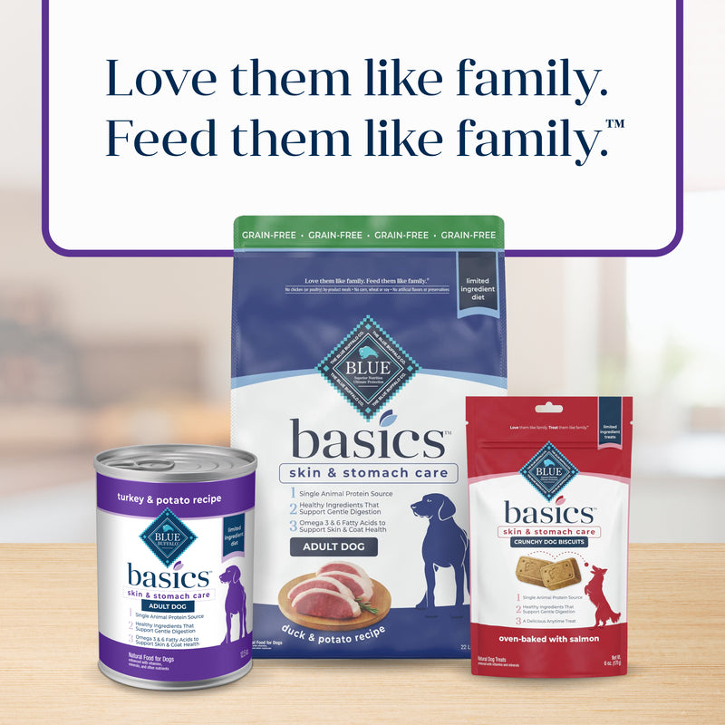 Blue Buffalo Basics Grain-Free Adult Wet Dog Food, Skin & Stomach Care, Limited Ingredient Diet, Turkey Recipe, 12.5-oz. Can