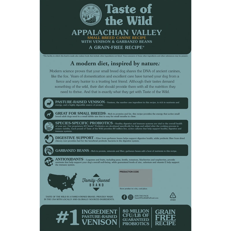 Taste of the Wild Appalachian Valley Small Breed Canine Recipe with Venison & Garbanzo Beans Dry Dog Food