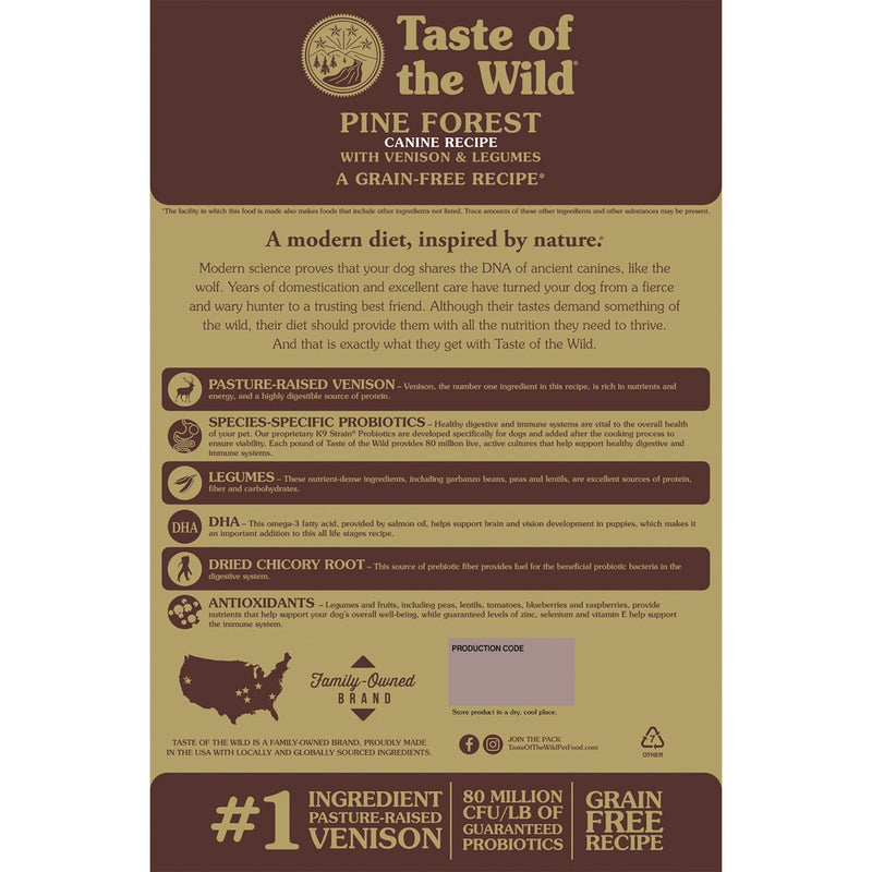 Taste of the Wild Pine Forest Canine Recipe with Venison & Legumes Dry Dog Food