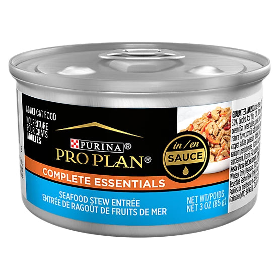 Purina Pro Plan Complete Essentials Adult Seafood Stew Entree in Sauce Wet Cat Food, 3 oz.