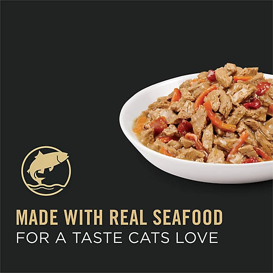 Purina Pro Plan Complete Essentials Adult Seafood Stew Entree in Sauce Wet Cat Food, 3 oz.