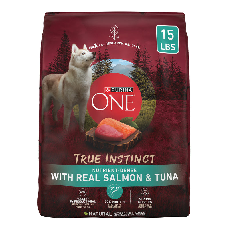 Purina ONE True Instinct With Real Salmon and Tuna Natural With Added Vitamins, Minerals and Nutrients High Protein Dog Food Dry Formula