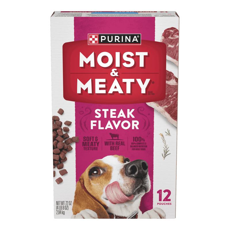 Purina Moist and Meaty Steak Flavor Soft Dog Food Pouches