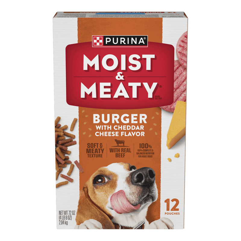 Purina Moist and Meaty Burger With Cheddar Cheese Flavor Dry Soft Dog Food Pouches