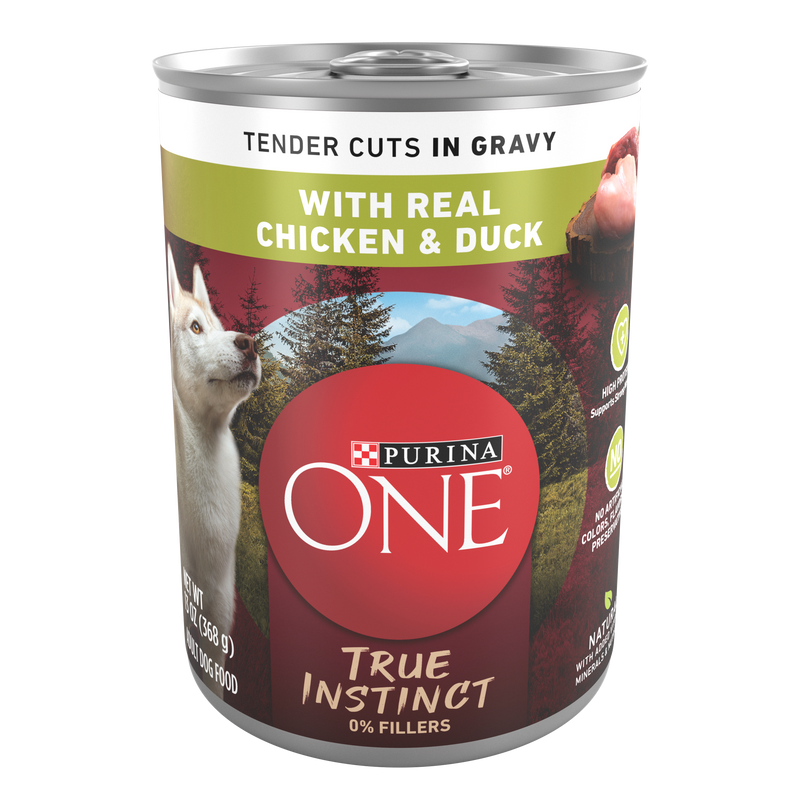 Purina ONE High Protein Wet Dog Food True Instinct Tender Cuts in Dog Food Gravy With Real Chicken and Duck
