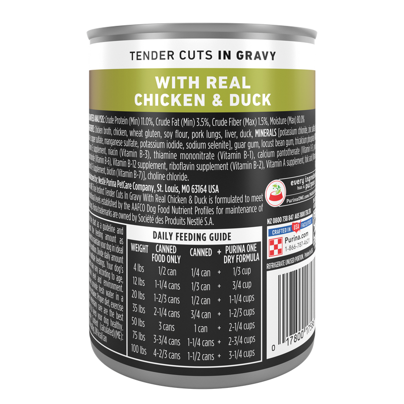 Purina ONE High Protein Wet Dog Food True Instinct Tender Cuts in Dog Food Gravy With Real Chicken and Duck