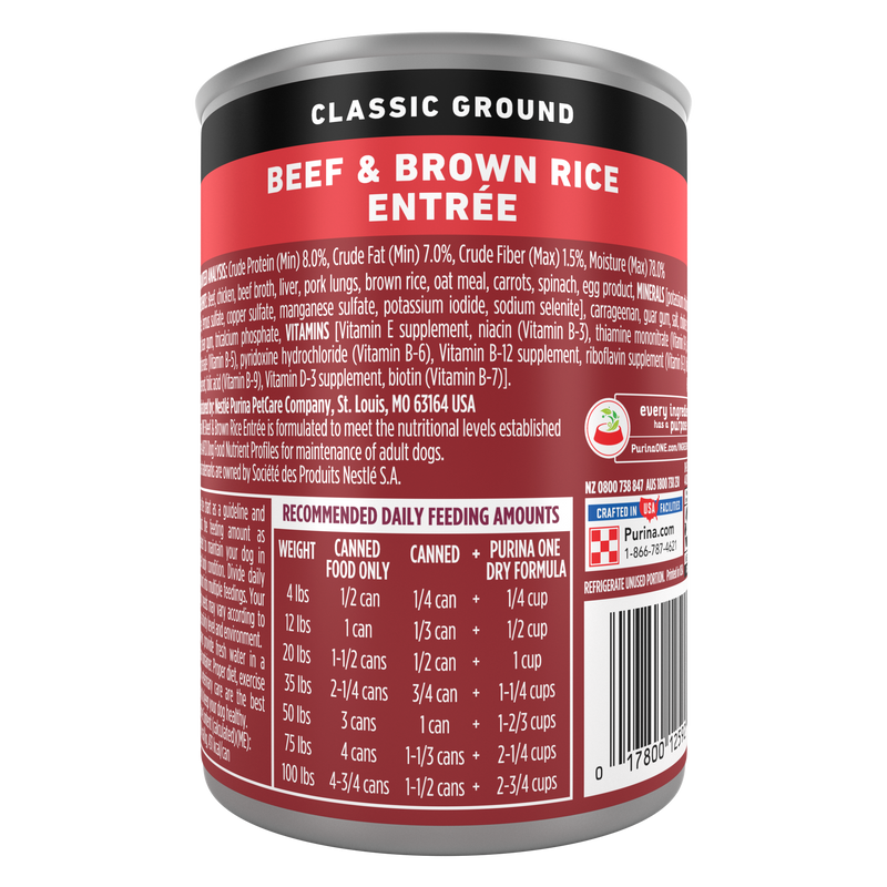 Purina ONE Classic Ground Beef and Brown Rice Entree Adult Wet Dog Food