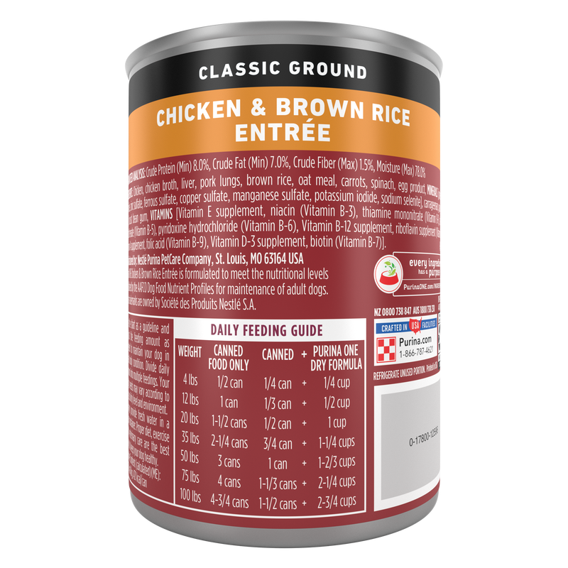 Purina ONE Classic Ground Chicken and Brown Rice Entree Adult Wet Dog Food