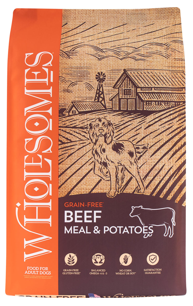 Wholesomes Beef Meal & Potatoes Grain-Free Dry Dog Food Grain-Free Dog Treats 35 lb
