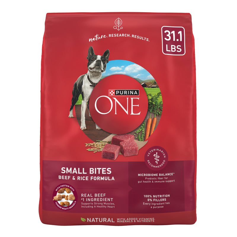 Purina ONE Small Bites Beef and Rice Formula Small High Protein Dry Dog Food Natural With Added Vitamins, Minerals and Nutrients