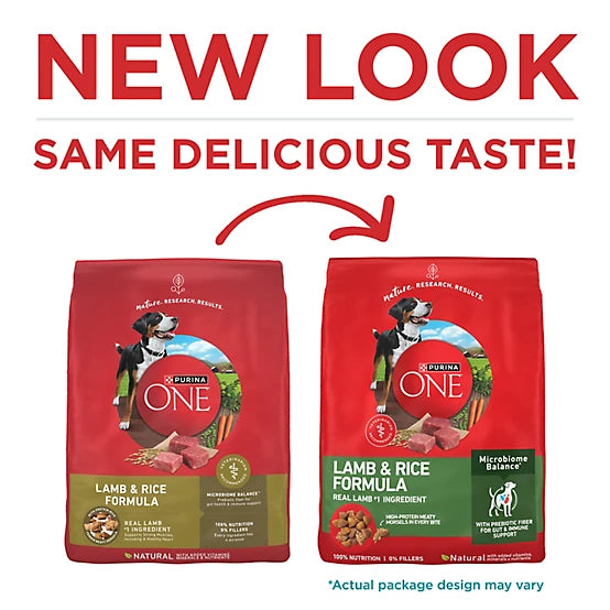 Purina ONE Adult Lamb and Rice Recipe Natural Dry Dog Food, 40lb