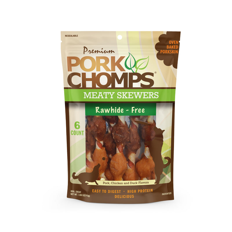Pork Chomps 5-inch Meaty Skewers, 6 count Dog Chews