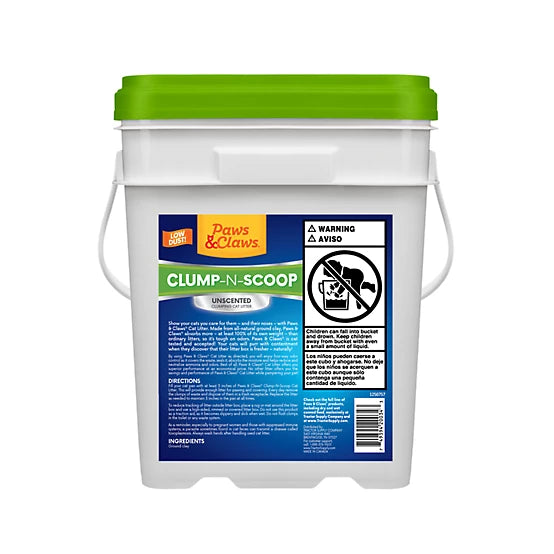 Paws & Claws Clump-N-Scoop Unscented Clumping Clay Cat Litter, 35lb