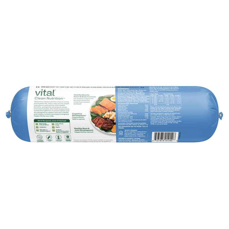 Freshpet Vital. Fresh Puppy Food, Grain Free Chicken, Beef, & Salmon Recipe Roll, 2 lbs.