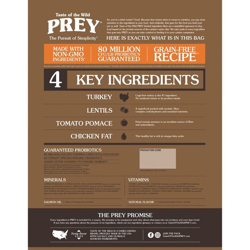 Taste of the Wild PREY Turkey Recipe Dry Dog Food