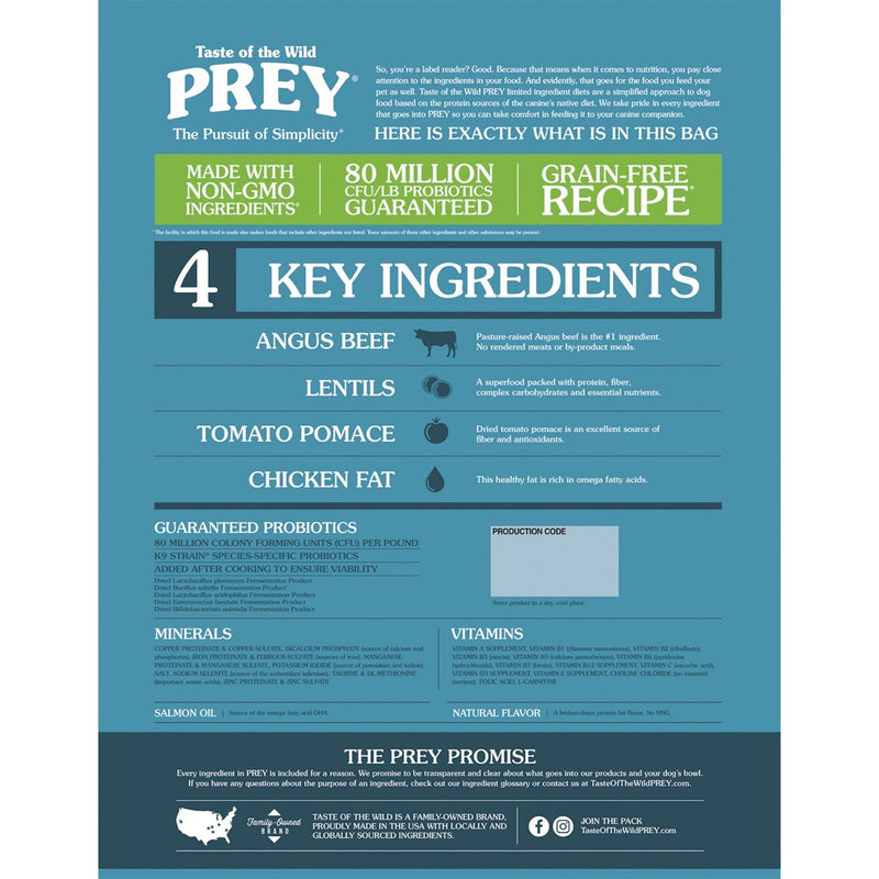 Taste of the Wild PREY Angus Beef Recipe Dry Dog Food