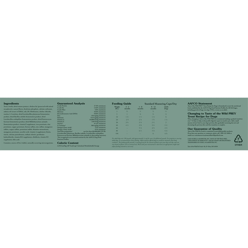 Taste Of The Wild Grain-Free Recipe Prey Limited Ingredient Trout Dry Dog Food