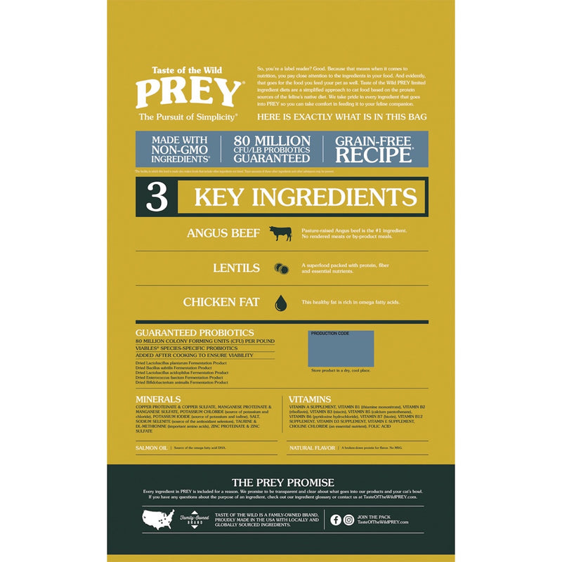 Taste Of The Wild Grain-Free Recipe Prey Limited Ingredient Angus Beef Dry Cat Food