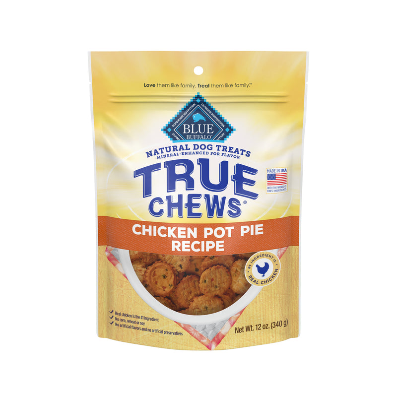 Blue Buffalo True Chews Dog Treats Made in the USA with Natural Ingredients Chicken Pot Pie, 12-oz Bag