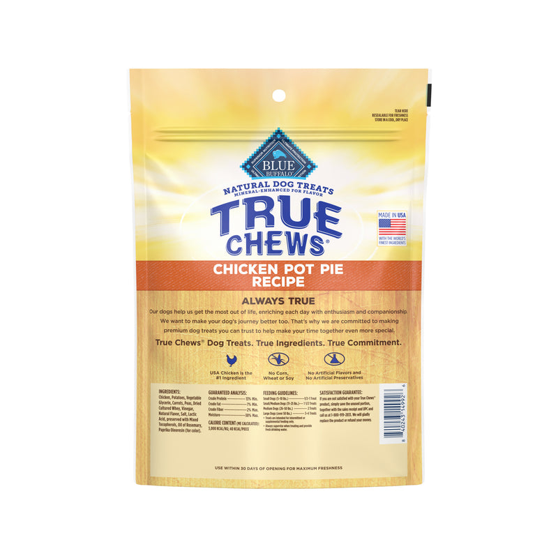 Blue Buffalo True Chews Dog Treats Made in the USA with Natural Ingredients Chicken Pot Pie, 12-oz Bag