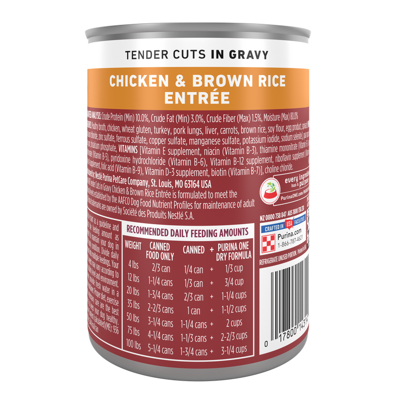 Purina ONE Tender Cuts in Wet Dog Food Gravy Chicken and Brown Rice Entree