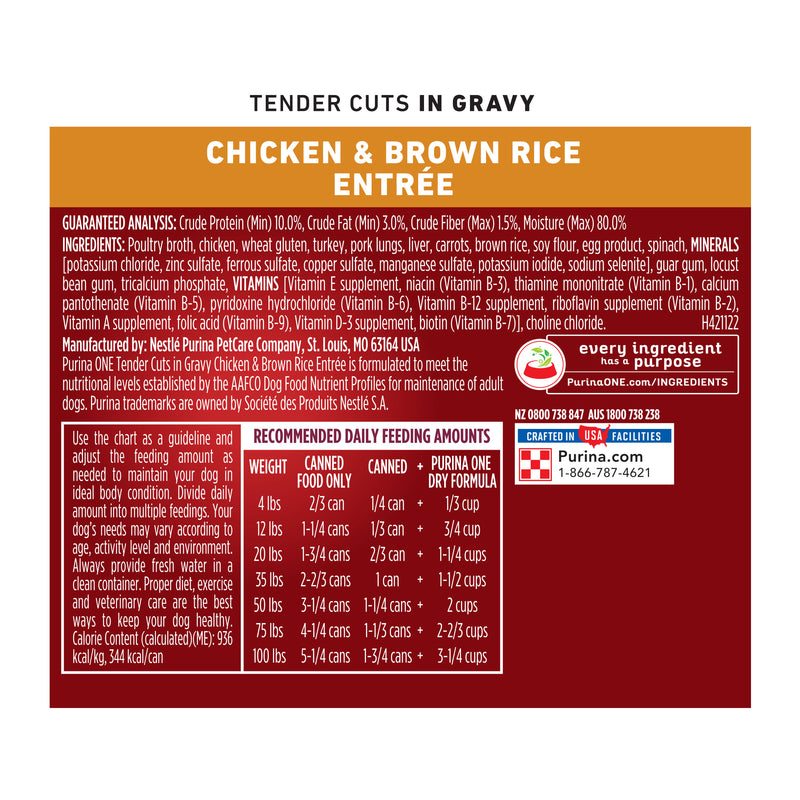Purina ONE Tender Cuts in Wet Dog Food Gravy Chicken and Brown Rice Entree