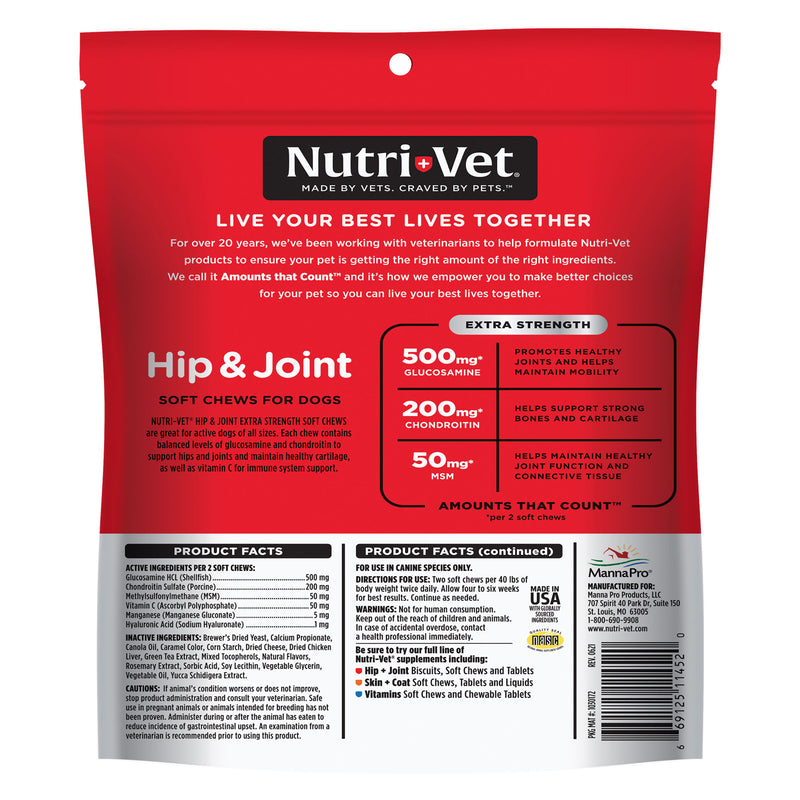 Nutri-Vet Hip & Joint Extra Strength Soft Chews 60 Count