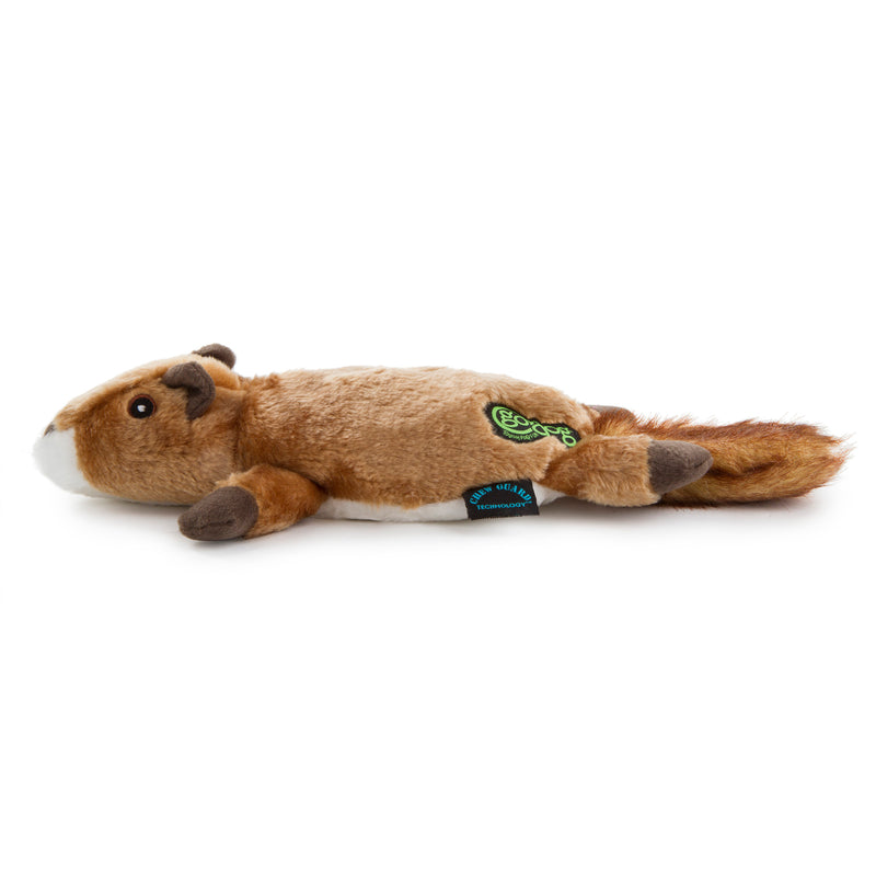 goDog Flatz Squirrel Squeaky Plush Flattie Dog Toy, Chew Guard Technology, Brown