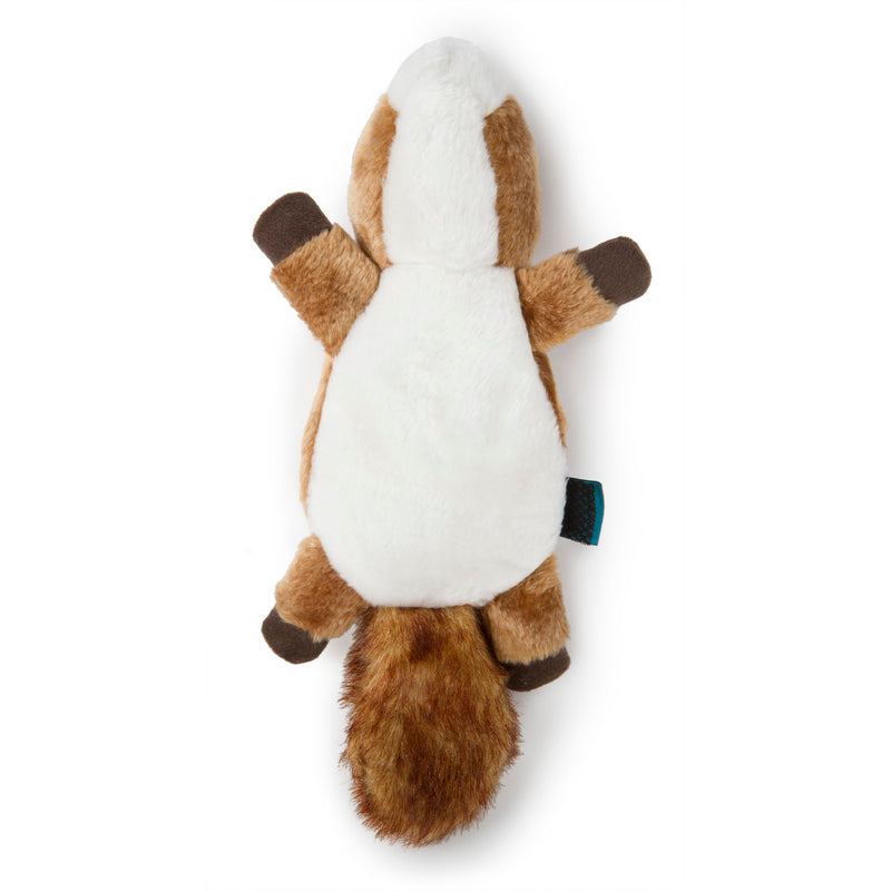 goDog Flatz Squirrel Squeaky Plush Flattie Dog Toy, Chew Guard Technology, Brown