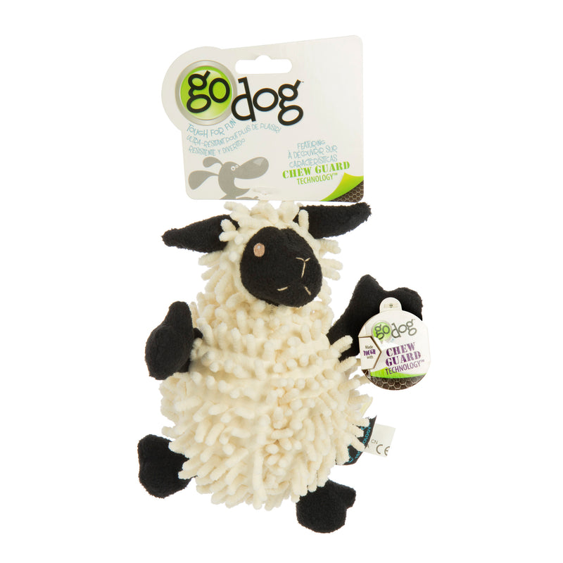 goDog Fuzzy Wuzzy Lamb Squeaky Plush Dog Toy, Chew Guard Technology, Small