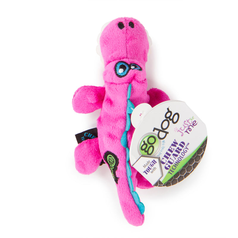 goDog Just For Me Gators Squeaky Plush Dog Toy, Chew Guard Technology, Pink, Mini