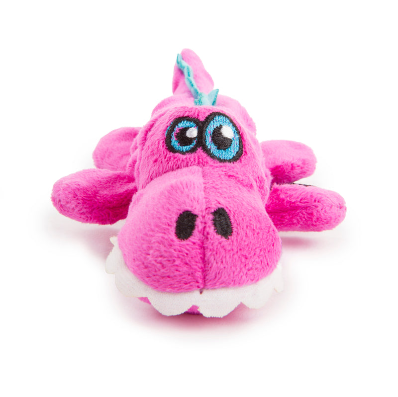 goDog Just For Me Gators Squeaky Plush Dog Toy, Chew Guard Technology, Pink, Mini