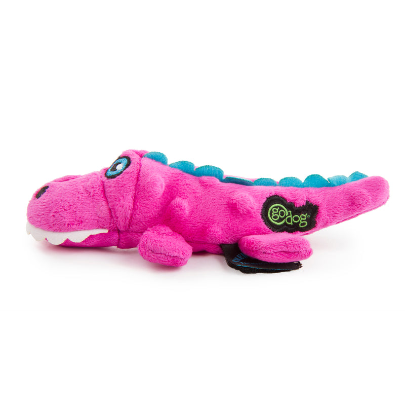 goDog Just For Me Gators Squeaky Plush Dog Toy, Chew Guard Technology, Pink, Mini