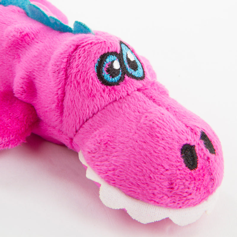 goDog Just For Me Gators Squeaky Plush Dog Toy, Chew Guard Technology, Pink, Mini