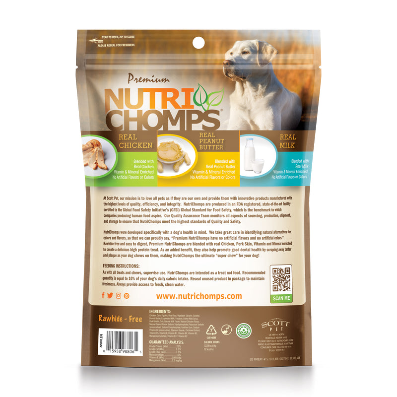 NutriChomps 4-inch Assorted Real Milk, Chicken and Peanut Butter Knots, 9 count Dog Chews