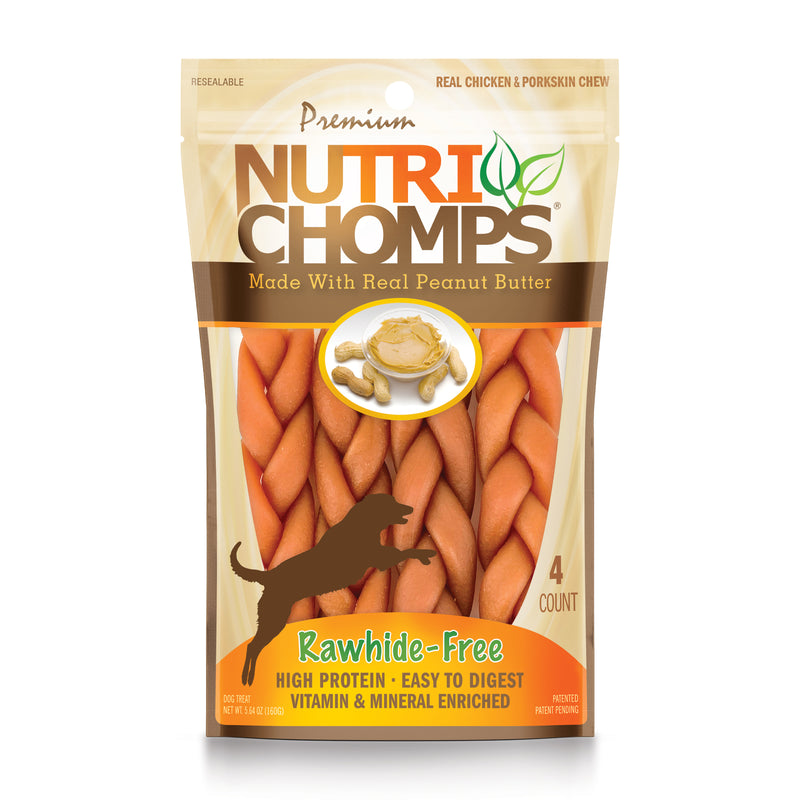 NutriChomps 6-inch Peanut Butter Braids, 4 Count Dog Chews