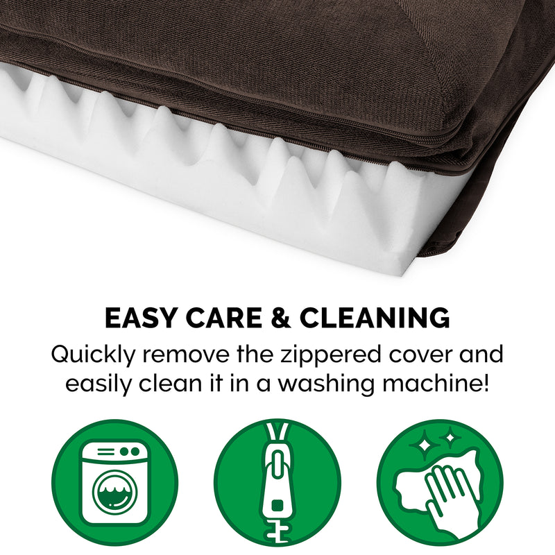 FurHaven Faux Fleece & Chenille Orthopedic Sofa Pet Bed for Dogs & Cats - Large, Coffee