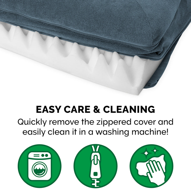 FurHaven Faux Fleece & Chenille Orthopedic Sofa Pet Bed for Dogs & Cats - Large, Orion Blue