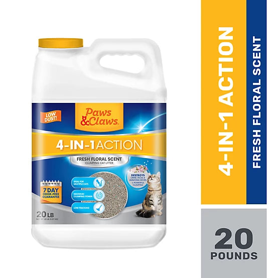Paws & Claws 4-in-1 Action Fresh Floral Scented Clumping Clay Cat Litter