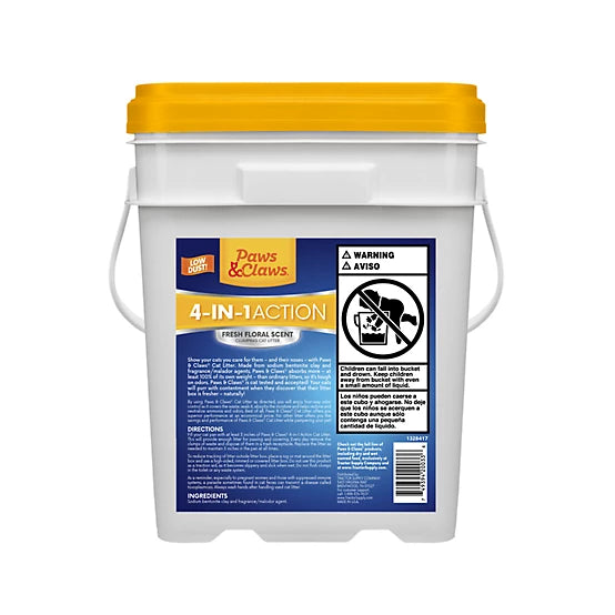 Paws & Claws 4-in-1 Action Fresh Floral Scented Clumping Clay Cat Litter, 35lb