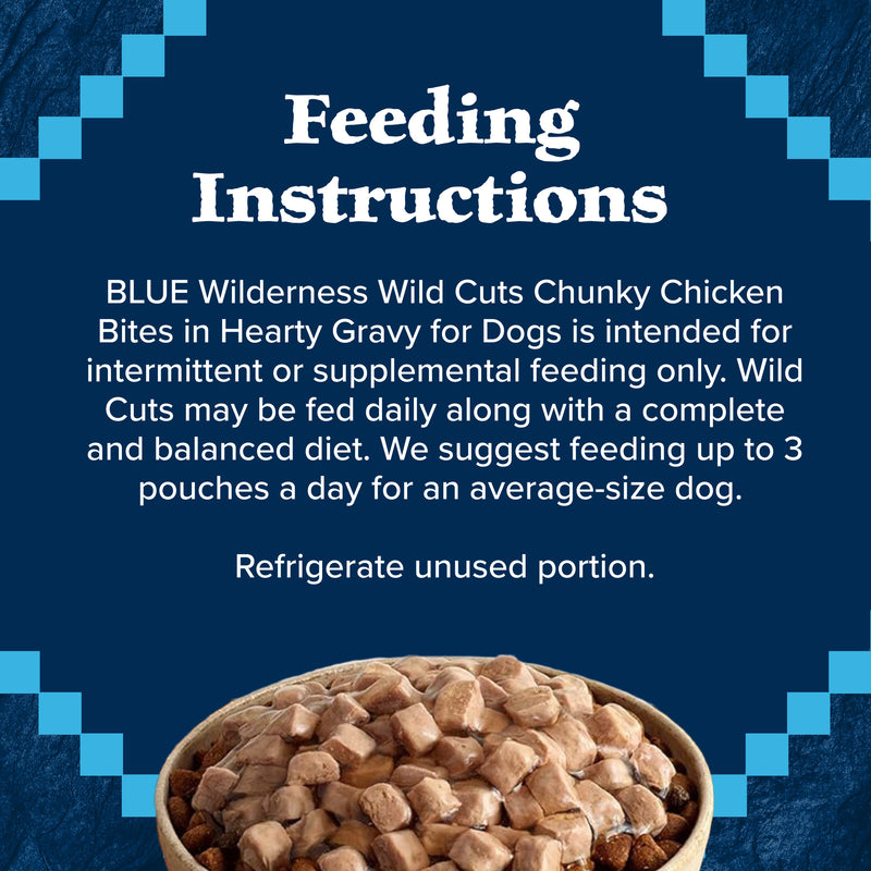 Blue Buffalo Wilderness Trail Toppers Wild Cuts Natural High-Protein Dog Wet Food, Chicken Bites in Hearty Gravy, 3-oz Pouch