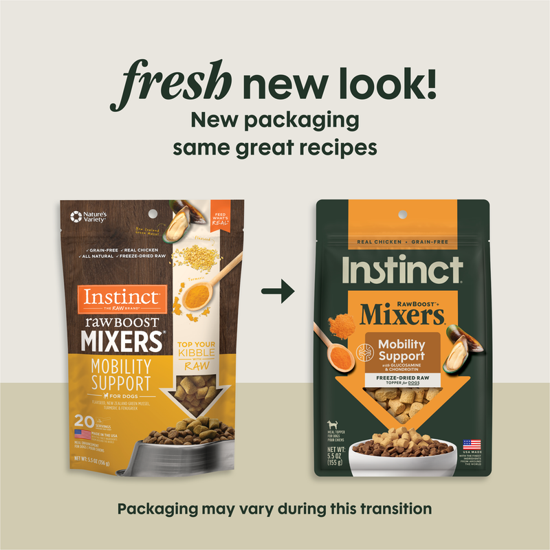 Instinct Grain Free Freeze Dried Raw Boost Mixers Mobility Support Recipe Dog Food Topper