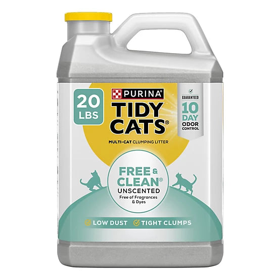 Purina Tidy Cats Free and Clean Unscented Clumping Clay Cat Litter, Multi-Cat