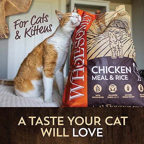 Wholesomes All Life Stages Indoor/Outdoor Chicken Meal and Rice Recipe Dry Cat Food, 15 lb