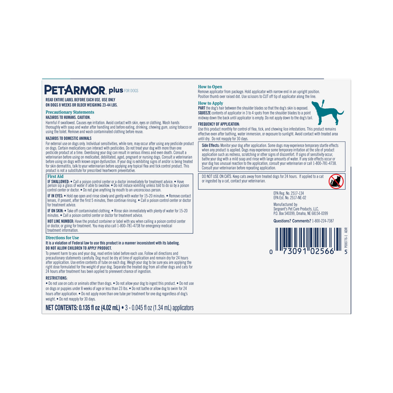 PetArmor Plus Flea & Tick Topical Dog 23-44LB 3CT