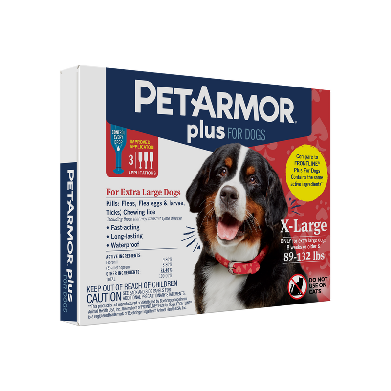 PetArmor Plus Flea & Tick Topical Dog 89-132LB 3CT