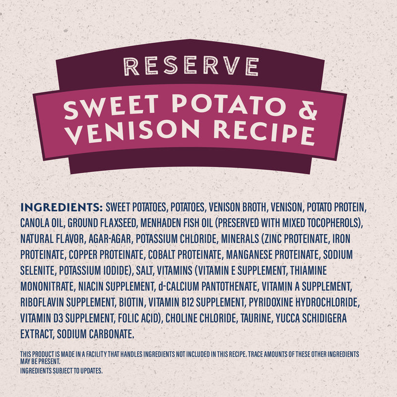 Natural Balance Limited Ingredient Reserve Wet Dog Food, Sweet Potato & Venison Recipe, 13 oz.