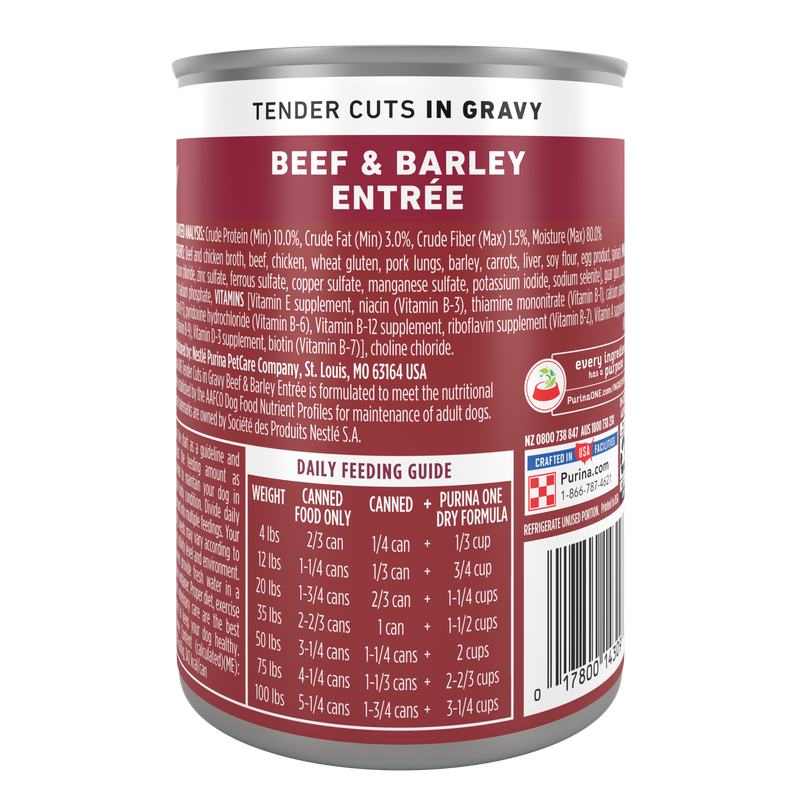 Purina ONE Tender Cuts in Gravy Beef and Barley Entree in Wet Dog Food Gravy