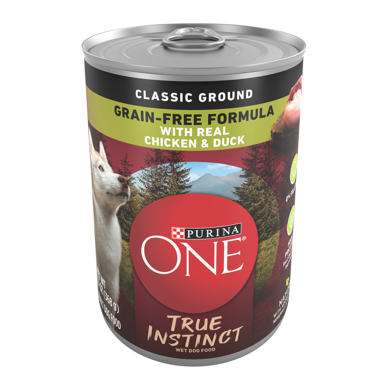 Purina ONE Wet Dog Food True Instinct Classic Ground Grain-Free Formula With Real Chicken and Duck High Protein Dog Food